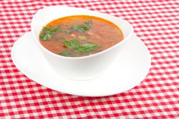 bowl of hot tomato soup