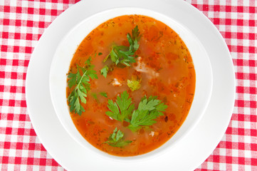 bowl of hot tomato soup
