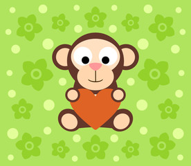 Obraz na płótnie Canvas Background with funny monkey cartoon