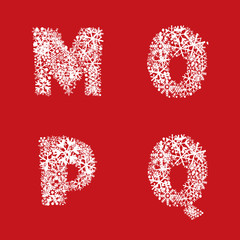 Alphabet Set. Christmas and New Year snow flakes abc.