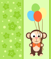 Background card with funny monkey
