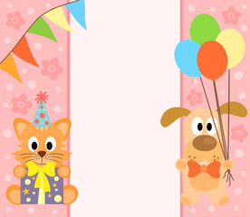 Background  with funny cat and dog