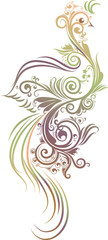 Stylized colored floral bird