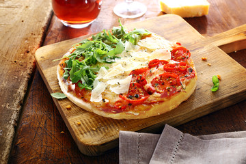 Colourful Italian pizza in the national colours