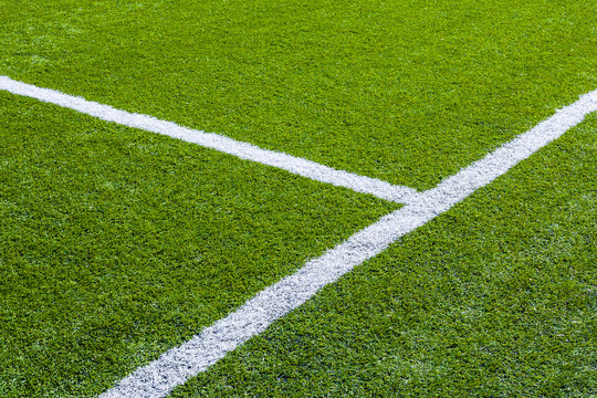 Perspective view of the lines of a soccer's field.
