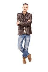 Fototapeta premium Full length portrait of a casual guy posing