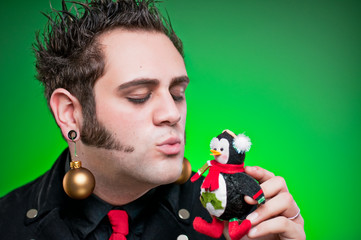 Young Man Dressed As A Christmas Loving Emo Goth - 51829065
