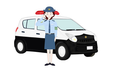 婦人警察官とミニパトカー