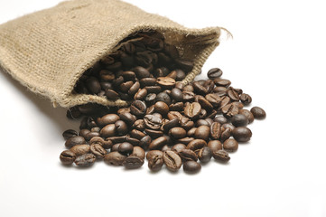 Coffee Beans In Burlap Sack