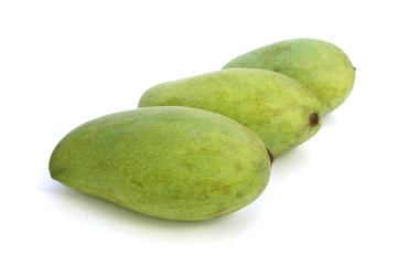 green mango on white background
