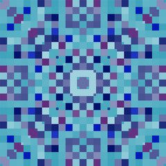 Colorful Abstract geometric pixel art background in blue, vector