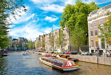 Türaufkleber Amsterdam Einer der Kanäle in Amsterdam