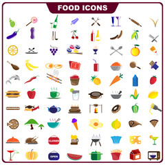vector illustration of complete set of food icon
