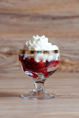 A delicious dessert of strawberries with cream