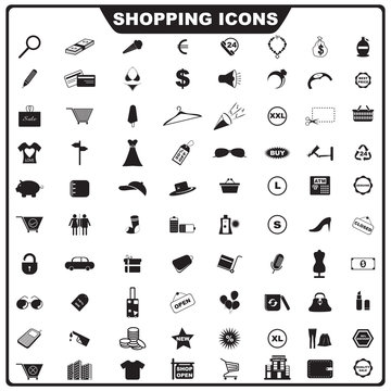 vector illustration of complete set of shopping icon