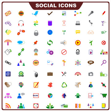vector illustration of complete set of social icon