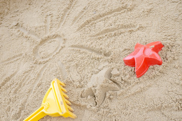 Fototapeta na wymiar Sun drawn in sand