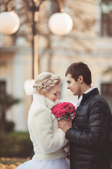 bride and groom at wedding day