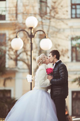 Fototapeta premium bride and groom at wedding day