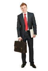 Portrait of successful business man with bag