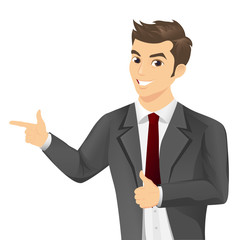 Young success bussinessman thumbs up