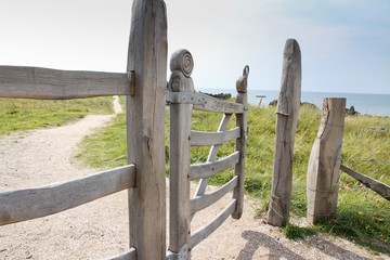 Hand carved gate on Anglesey footpath