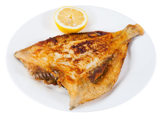 fried sole fish on white plate