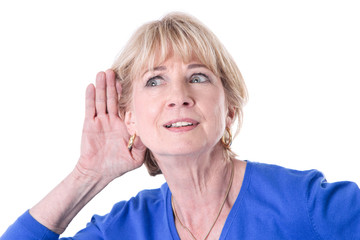 Older woman isoloted is hearing