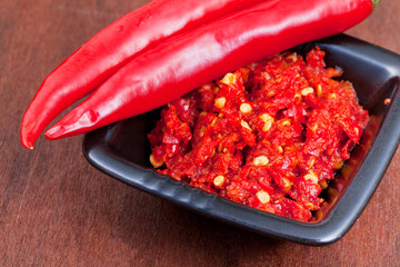 two pods of red hot pepper