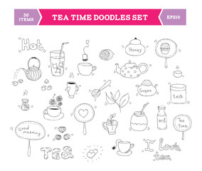 Obraz premium Tea doodle vector elements