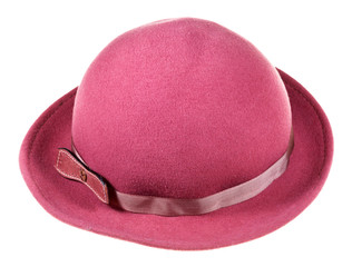 woman felt magenta hat with wide brim