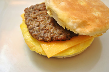 Sausage Sandwich on a Browned Biscuit