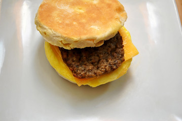 Delicious Breakfast Sandwich with Meat and Egg