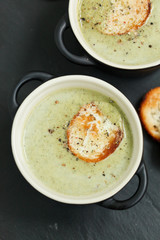 Bowl of cream of broccoli soup