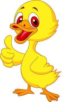 Cute baby duck cartoon thumb up