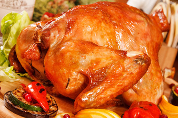 Garnished roasted turkey