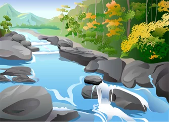 Washable wall murals River, lake Landscape in Autumn