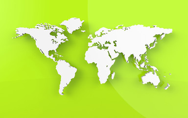 Beautiful world map on green background
