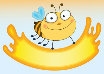 Cartoon bee that holds sheet for the text.