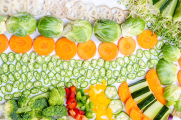 Assorted Vegetables Arrangement on a white background