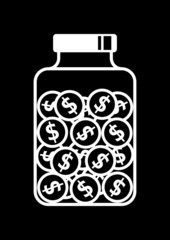 Dollars in jar