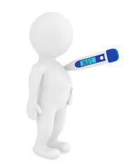3D Man with thermometer
