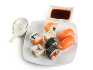 Fish sushi on plate