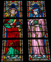 Catholic Saints on a stained glass window