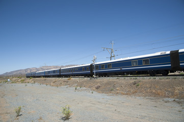 The Blue Train in the Karoo countryside South Africa