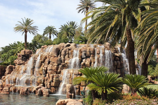 Waterfalls along the Las Vegas strip,april 2013