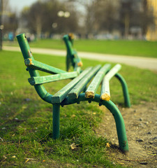 broken green bench