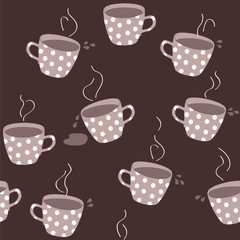 Seamless pattern with teacups.