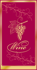 Menu wine list with grape for red wine