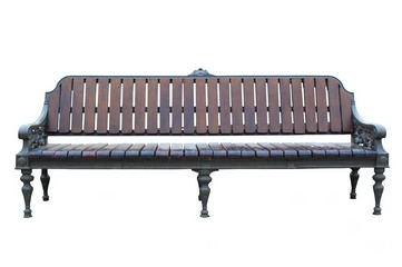 Park bench on white background